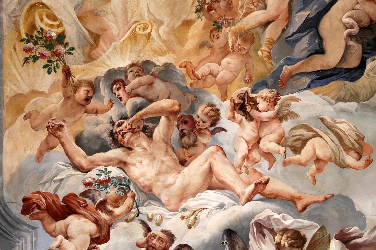 Palazzo Tolomei - Biffi, trionfo di Apollo e il sole, dettaglio